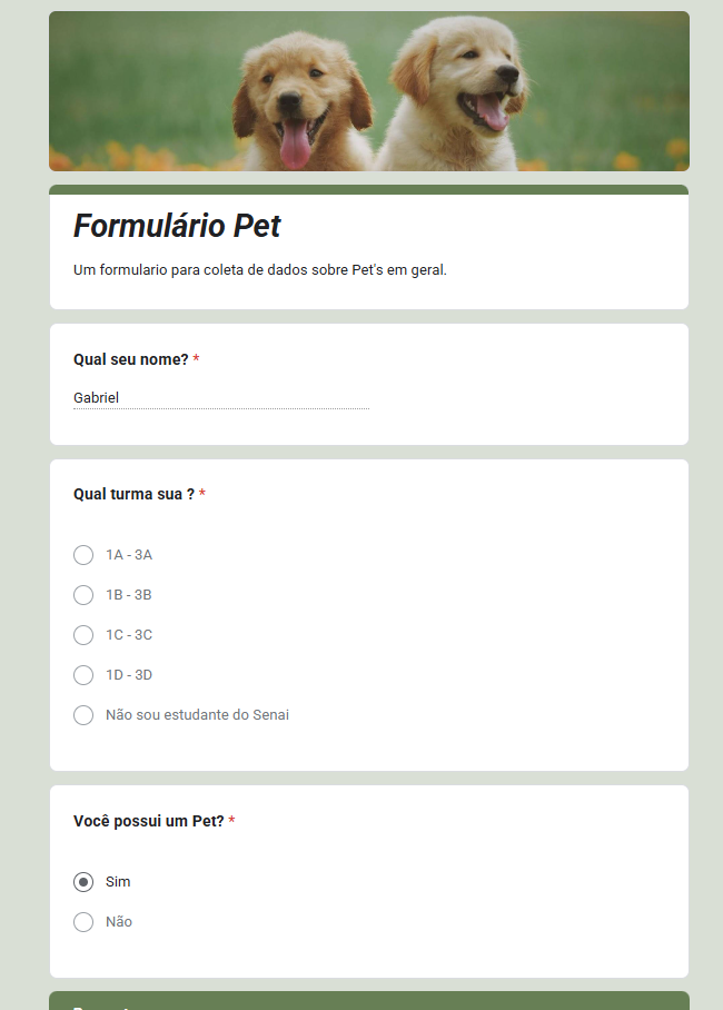 Atividade FORMS PETSHOP